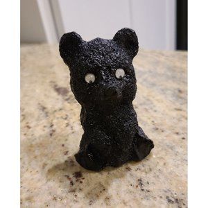 Vintage Resin Bear, Black, Googly Eyes About 3" Textured Cute! Cub?